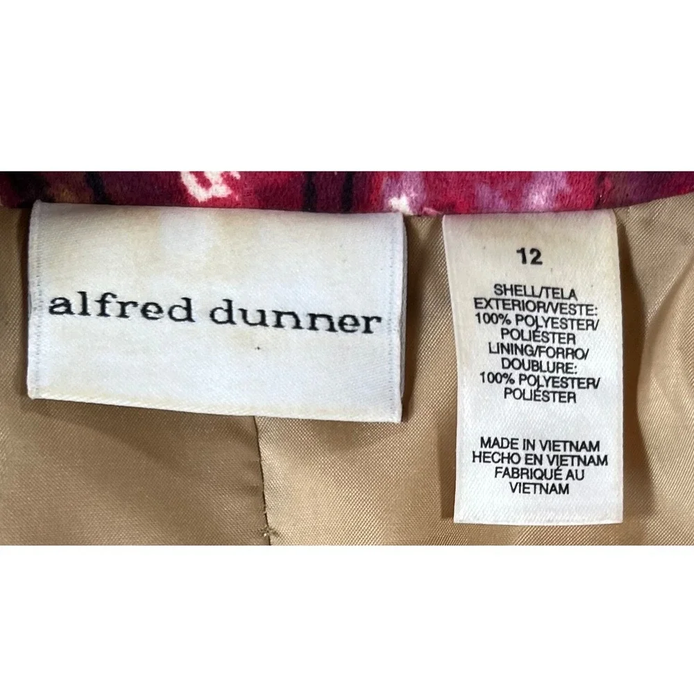 Alfred Dunner‎ Womens Size 12 Abstract Watercolor Open Front 3/4 Sleeve Jacket